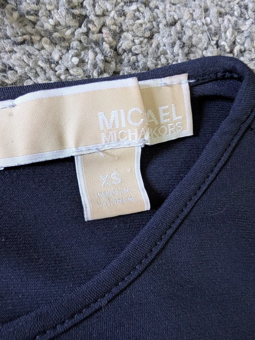 Euc Michael Kors Navy Blue Dress with Silver Bar Accent Xs